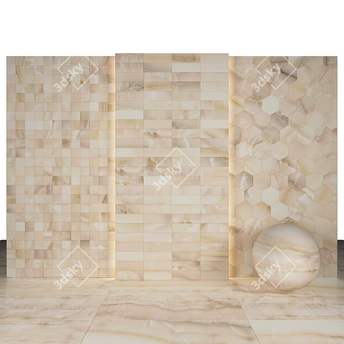 Elegant Akoya Beige Marble Tiles 3D model image 3