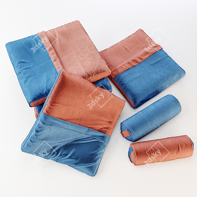 Cozy Comfort: Floor Pillow Set 3D model image 2