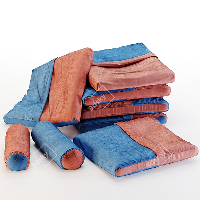 Cozy Comfort: Floor Pillow Set 3D model image 3