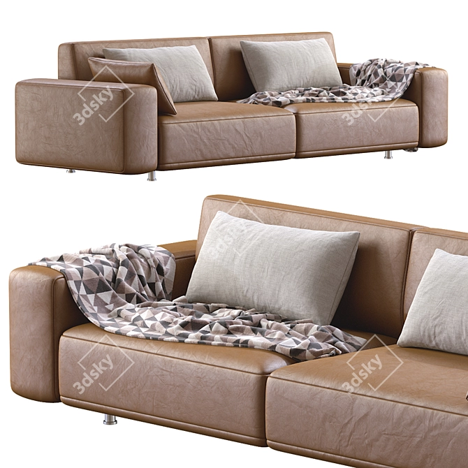 Luxury Dianne Cross Leather Sofa 3D model image 1