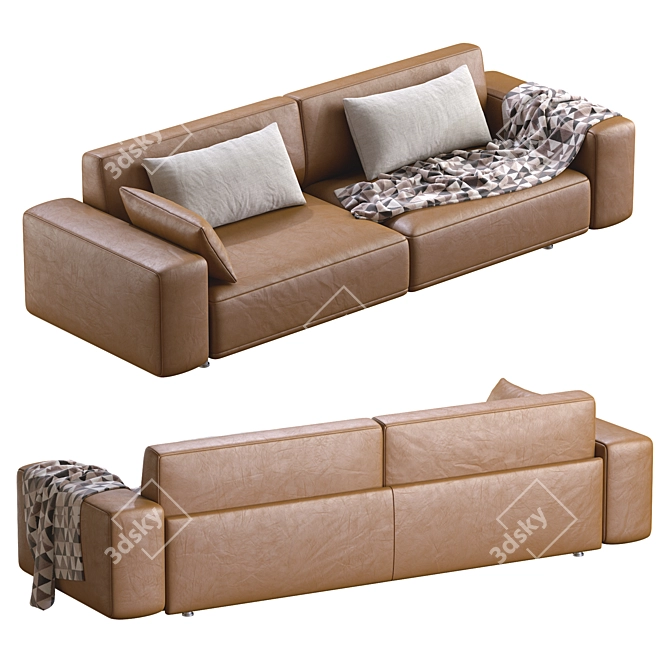 Luxury Dianne Cross Leather Sofa 3D model image 2