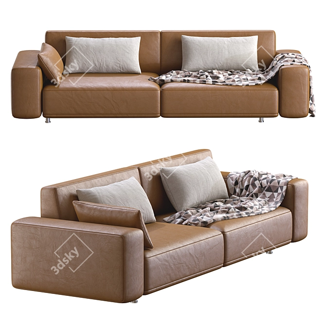 Luxury Dianne Cross Leather Sofa 3D model image 3