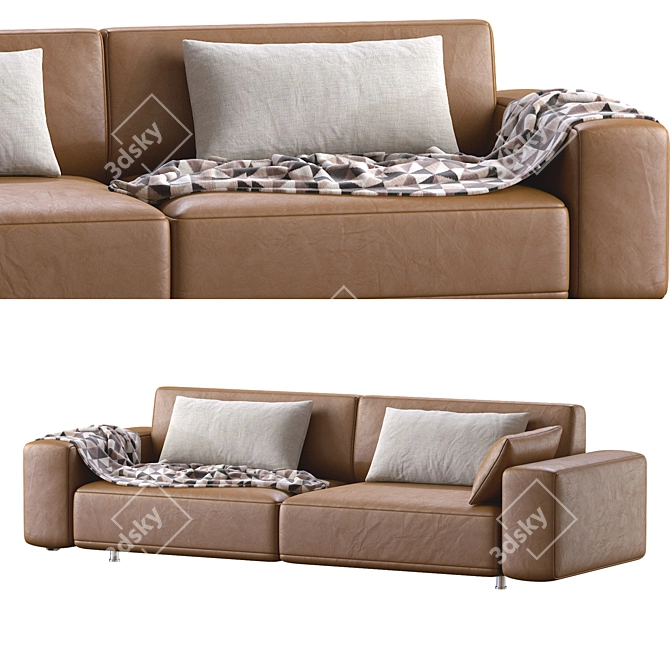 Luxury Dianne Cross Leather Sofa 3D model image 6
