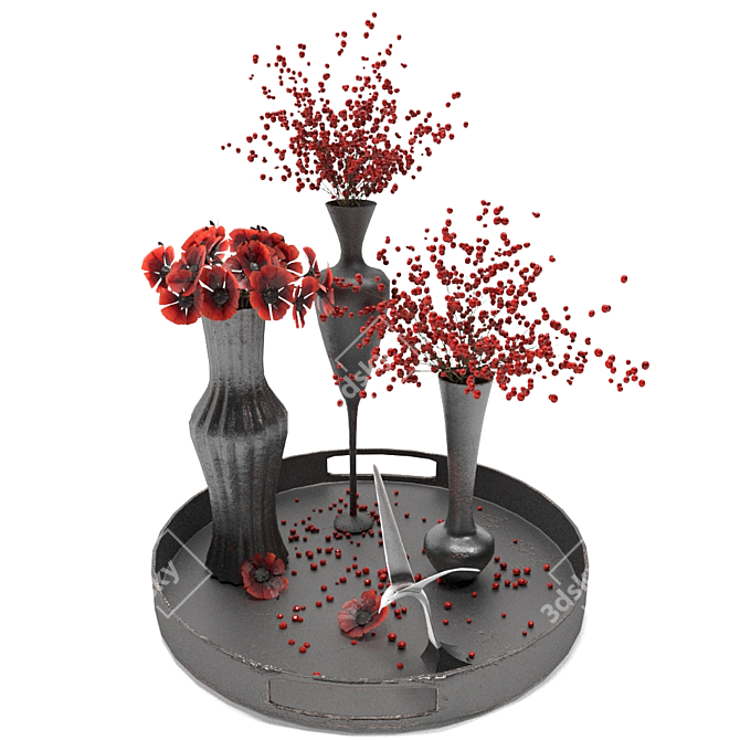 Vibrant Red Plant Design: High-Quality Textures 3D model image 3
