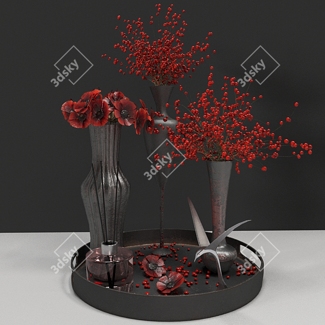 Vibrant Red Plant Design: High-Quality Textures 3D model image 5