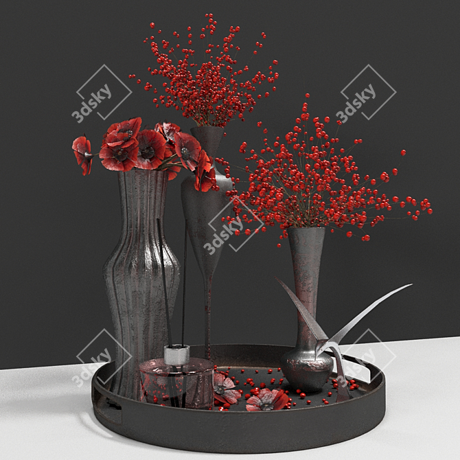 Vibrant Red Plant Design: High-Quality Textures 3D model image 6