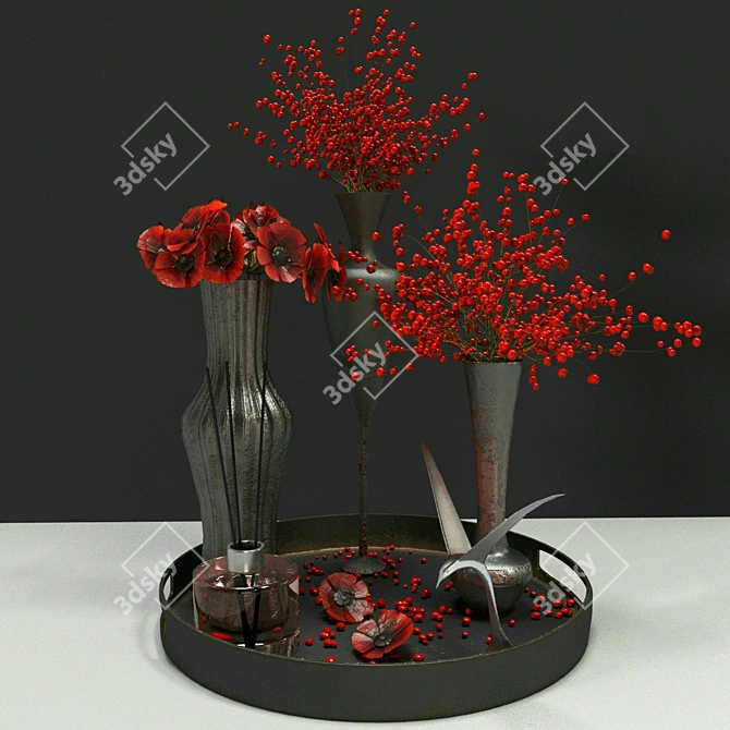 Vibrant Red Plant Design: High-Quality Textures 3D model image 8