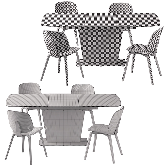 Modern Boconcept Milano Table-Aarhus Dining Chair Set 3D model image 5