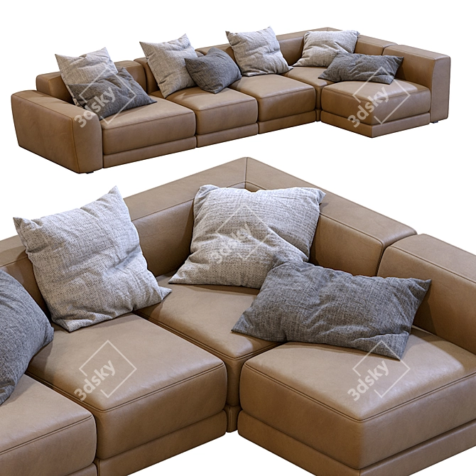 Jesse Pasha Leather Sofa: Modern Elegance for Your Home 3D model image 1