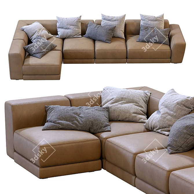Jesse Pasha Leather Sofa: Modern Elegance for Your Home 3D model image 2