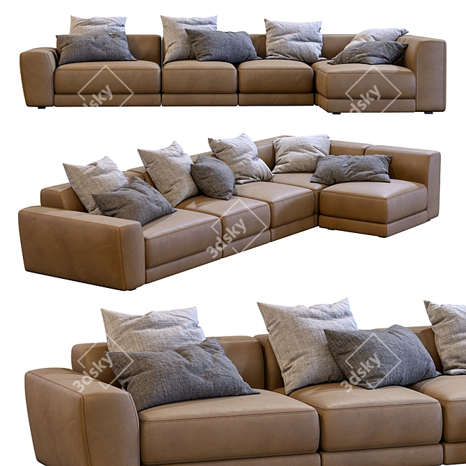 Jesse Pasha Leather Sofa: Modern Elegance for Your Home 3D model image 3