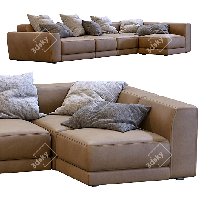Jesse Pasha Leather Sofa: Modern Elegance for Your Home 3D model image 6