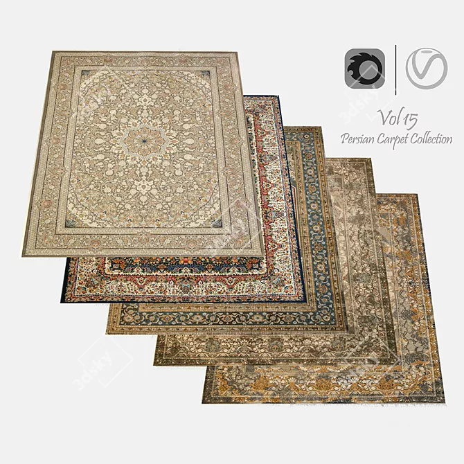 Luxury Persian Carpet Collection 3D model image 1