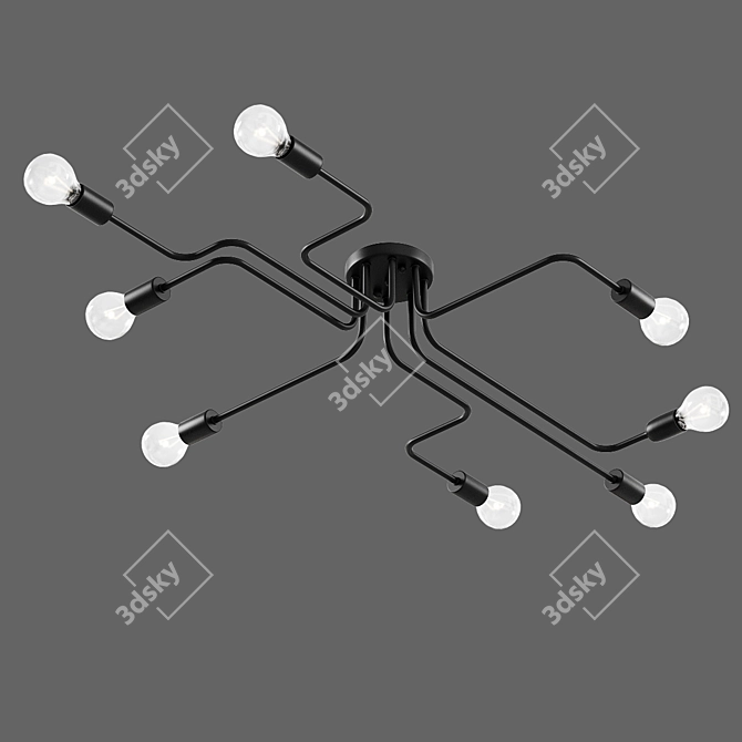 Industrial Wrought Iron Edison Ceiling Light 3D model image 2