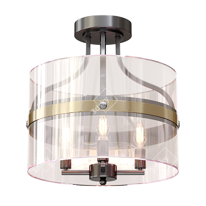  Sleek Glass Drum Pendant 3D model image 1