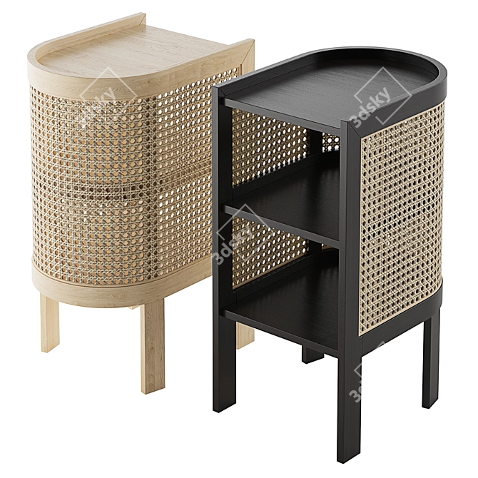 Elegant Cane Nightstand 3D model image 1