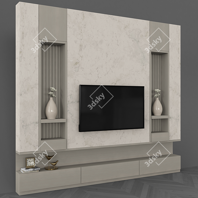 Modern TV Wall Set with 55" Display 3D model image 4