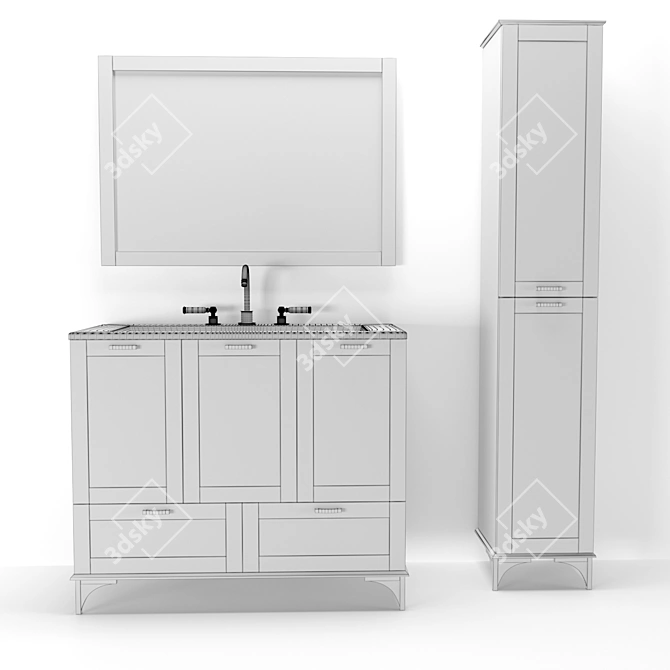 Elegant Vanessa Bathroom Furniture Set 3D model image 3