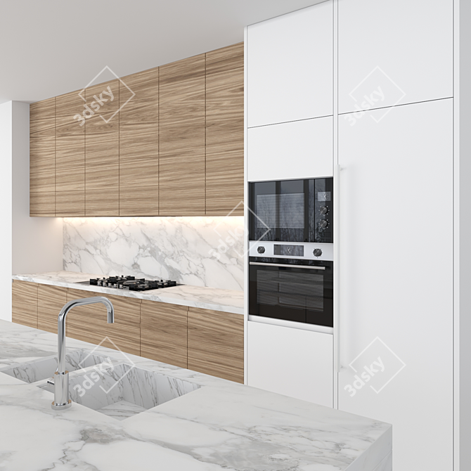 Modern Island Kitchen - Perfect for Stunning Renders 3D model image 2
