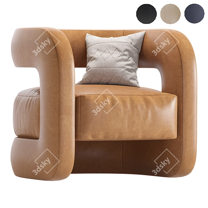 Mgbw Home Kirby Leather Chair: Stylish Comfort 3D model image 1