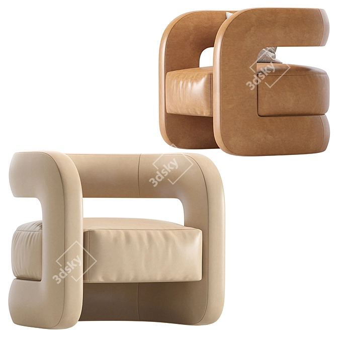 Mgbw Home Kirby Leather Chair: Stylish Comfort 3D model image 3