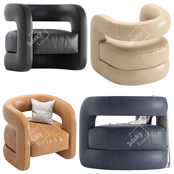 Mgbw Home Kirby Leather Chair: Stylish Comfort 3D model image 6