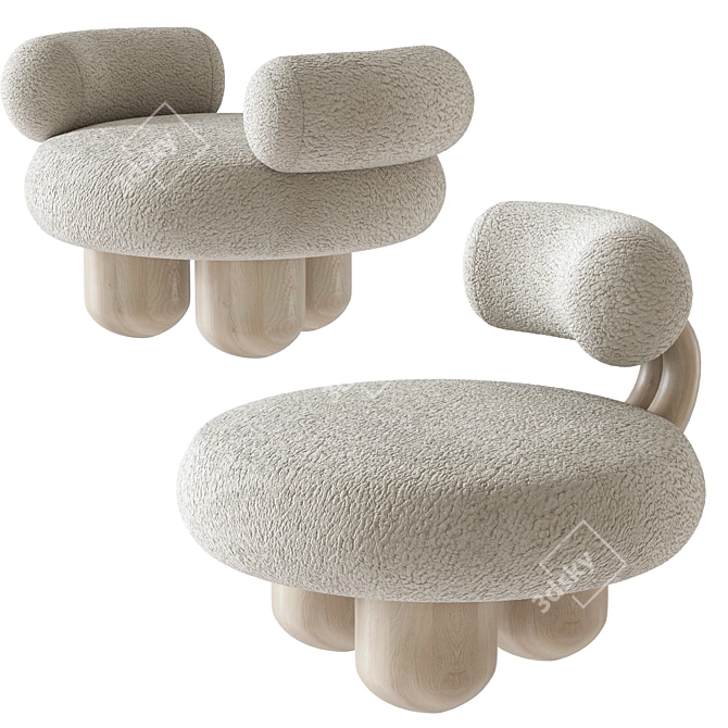 Luxury Sparkle Chair & Ottoman Set 3D model image 1