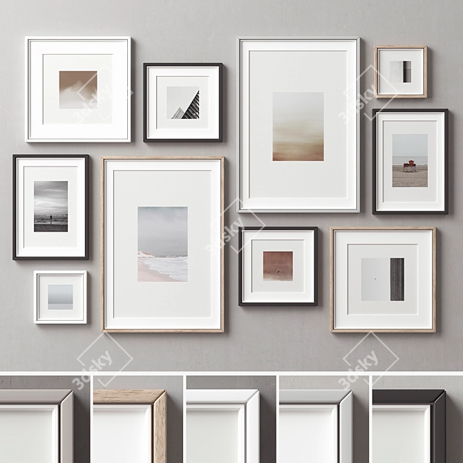 Versatile Set of 10 Picture Frames 3D model image 2