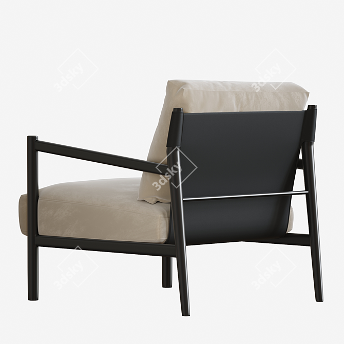 Lema Maddix Wood & Leather Armchair 3D model image 2