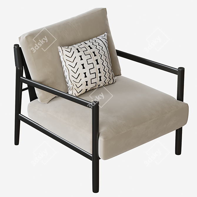 Lema Maddix Wood & Leather Armchair 3D model image 3