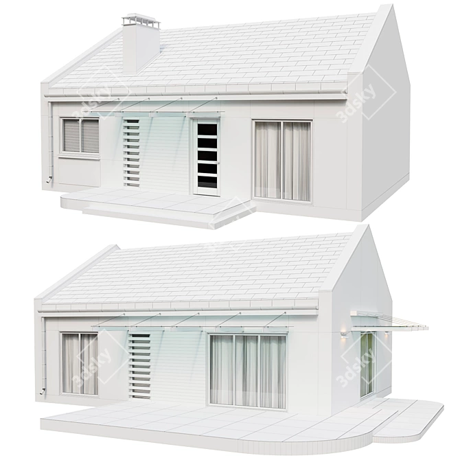 Compact One-Story Urban Home 3D model image 3