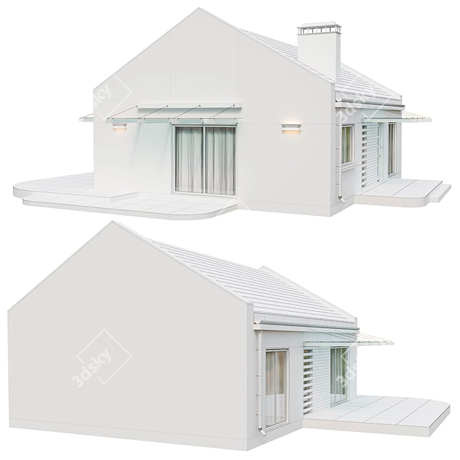Compact One-Story Urban Home 3D model image 4