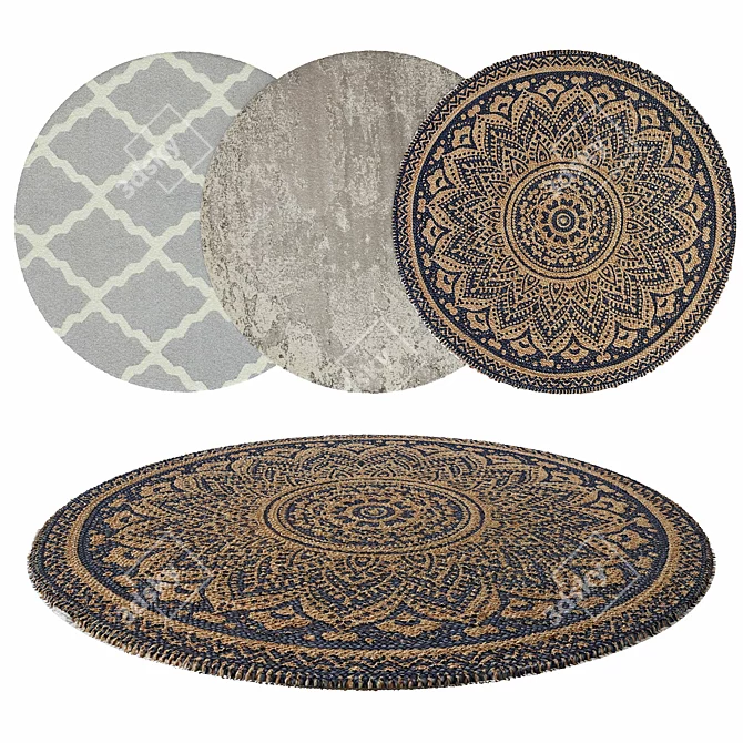 Round Patterned Rug 117x1.6cm 3D model image 1