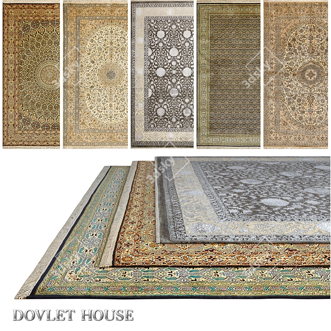 Luxurious Silk Carpets Collection (Set of 5) 3D model image 1