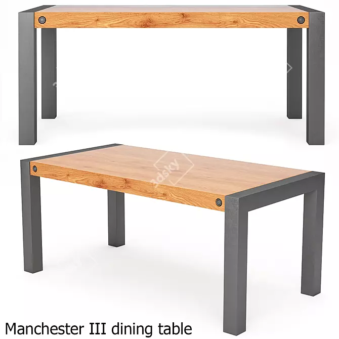 Modern Dining Set: Manchester III Table & Tolix AC16 Armchair 3D model image 4