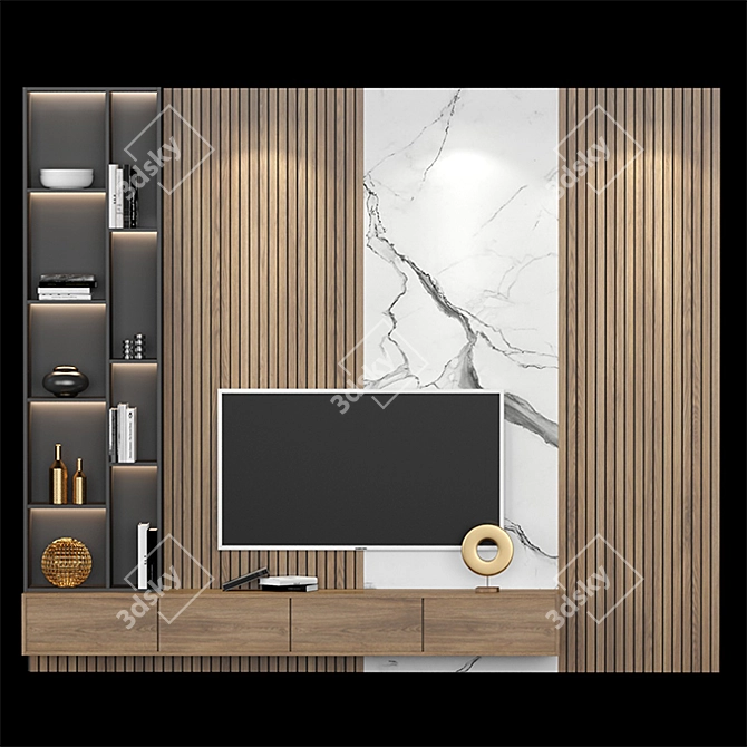 Modern TV Stand in Black 3D model image 1