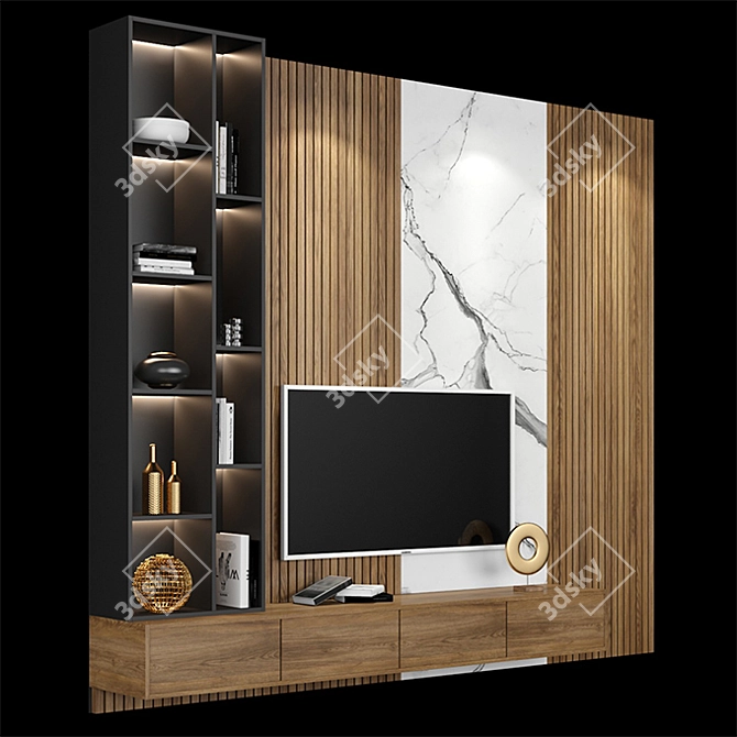 Modern TV Stand in Black 3D model image 2