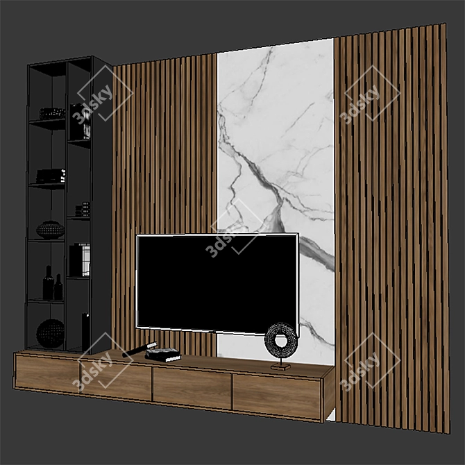 Modern TV Stand in Black 3D model image 3