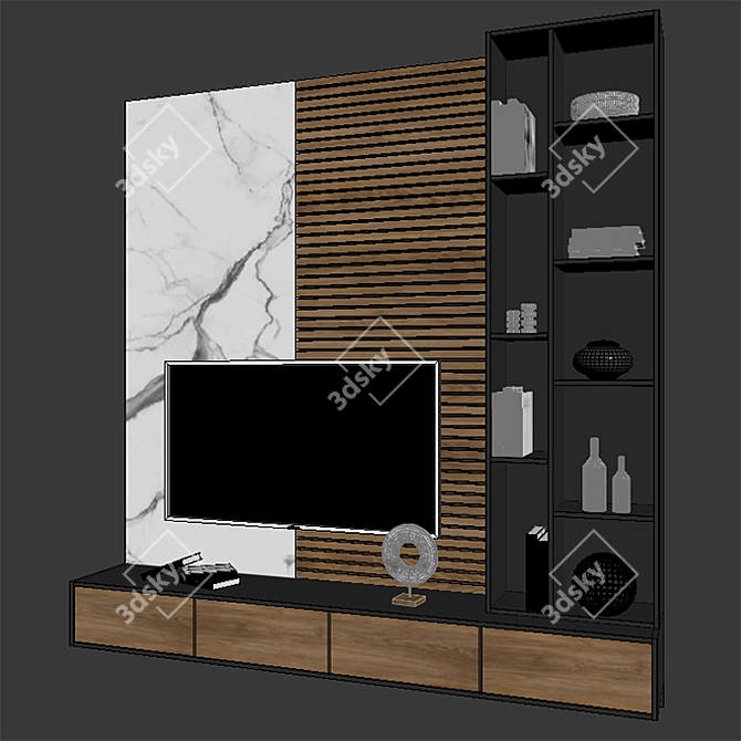 Versatile TV Stand with Bookshelf 3D model image 3