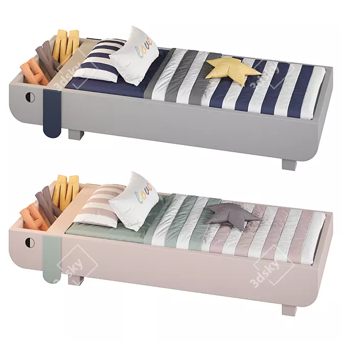 Dual-tone Kids Bed - Max2014, Corona, Vray - 90x200cm 3D model image 1