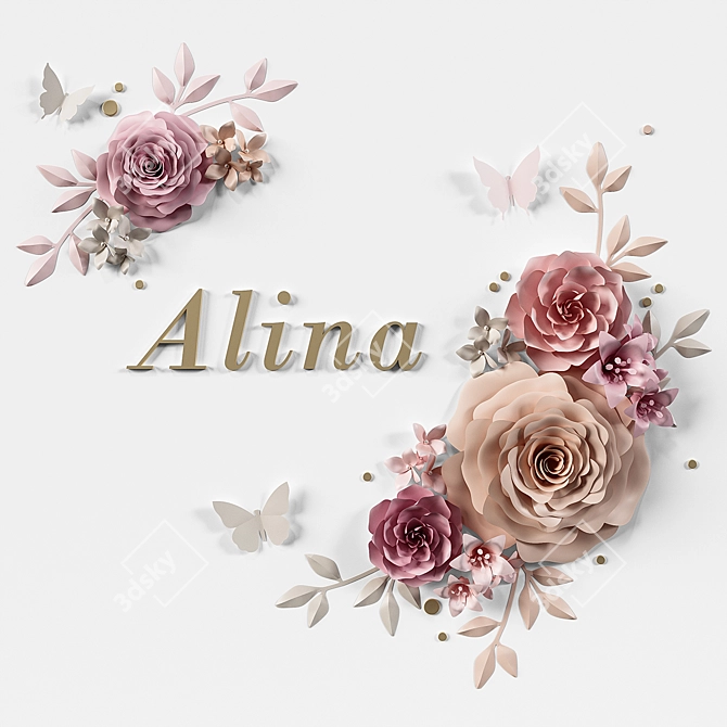 Personalized Paper Flower Composition 3D model image 1