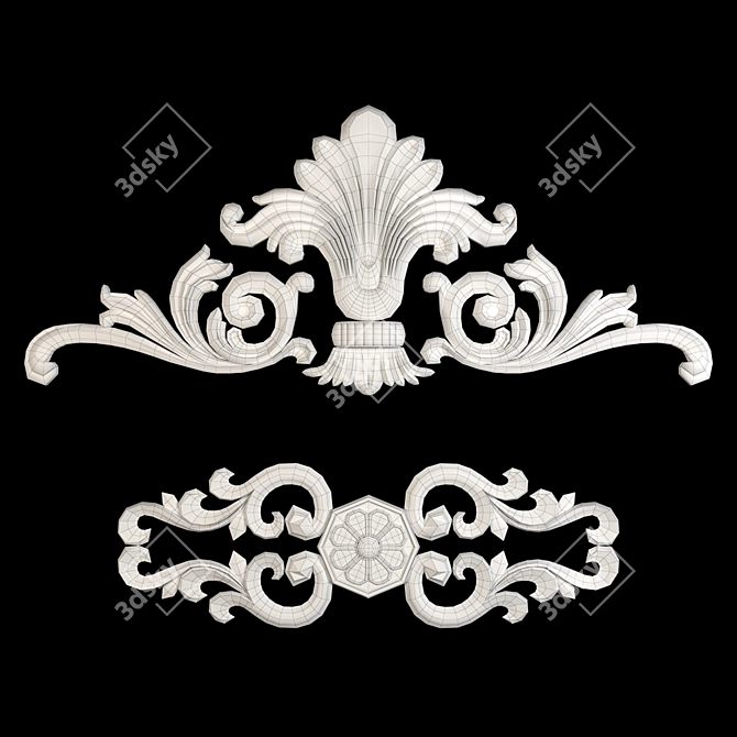 Gilded Gypsum Decorative Ornaments 3D model image 3