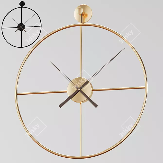 Metallic Wall Clock - Budget-friendly Design from Aliexpress 3D model image 1