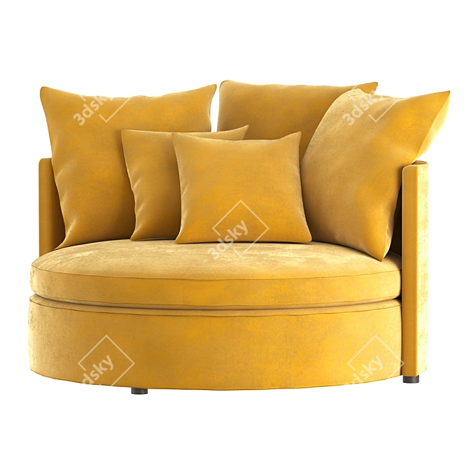Mustard Velvet 2-Seater Sofa 3D model image 2