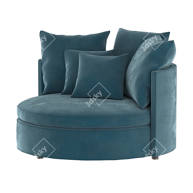 Title: Palm Springs-inspired Mustard Blue Ottoman 3D model image 2