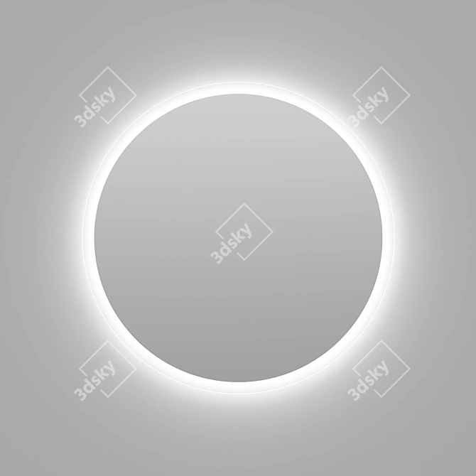 Sleek Illuminated Frameless Round Mirror 3D model image 1