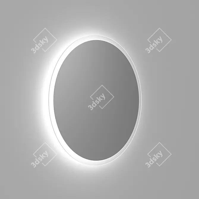 Sleek Illuminated Frameless Round Mirror 3D model image 2