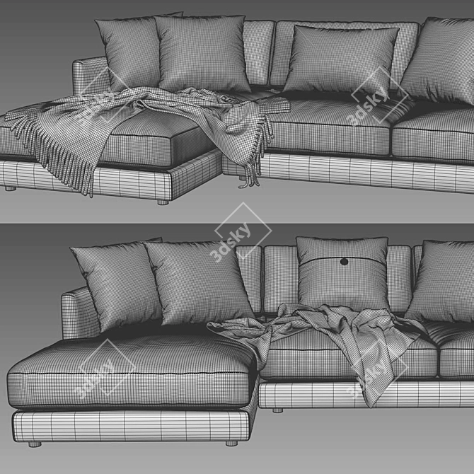 Modern West Elm Haven Chaise 3D model image 4