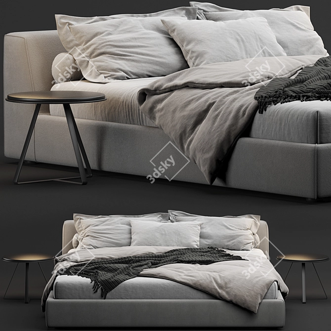 Elegant Meridiani Louis Bed: Timeless Comfort 3D model image 2