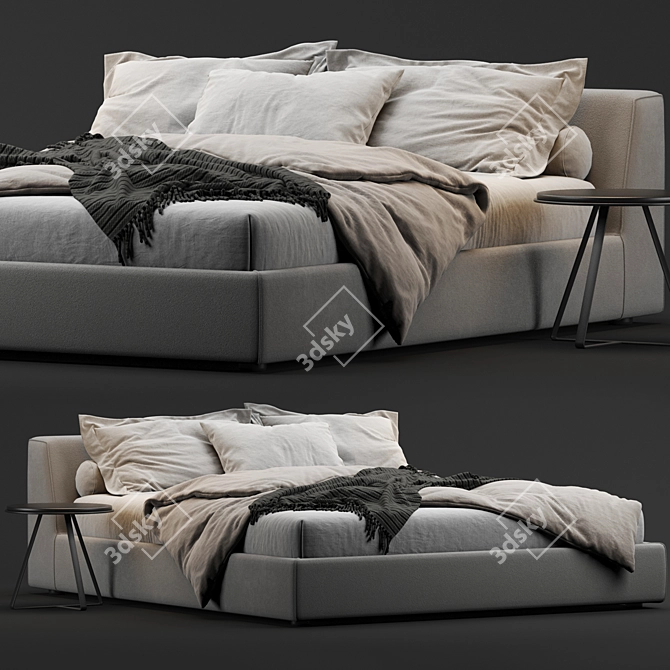 Elegant Meridiani Louis Bed: Timeless Comfort 3D model image 5